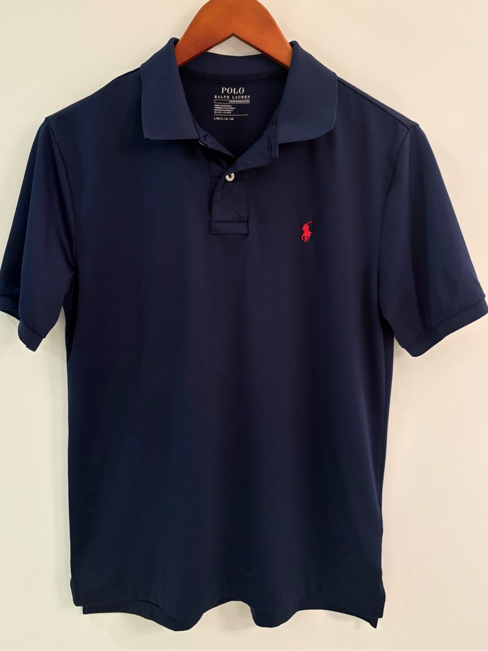 Polo by Ralph Lauren Boys Navy Performance Polo Shirt with Red Pony
